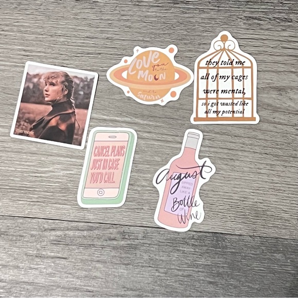 Taylor Swift Folklore Stickers Set of 5 new - Picture 1 of 4